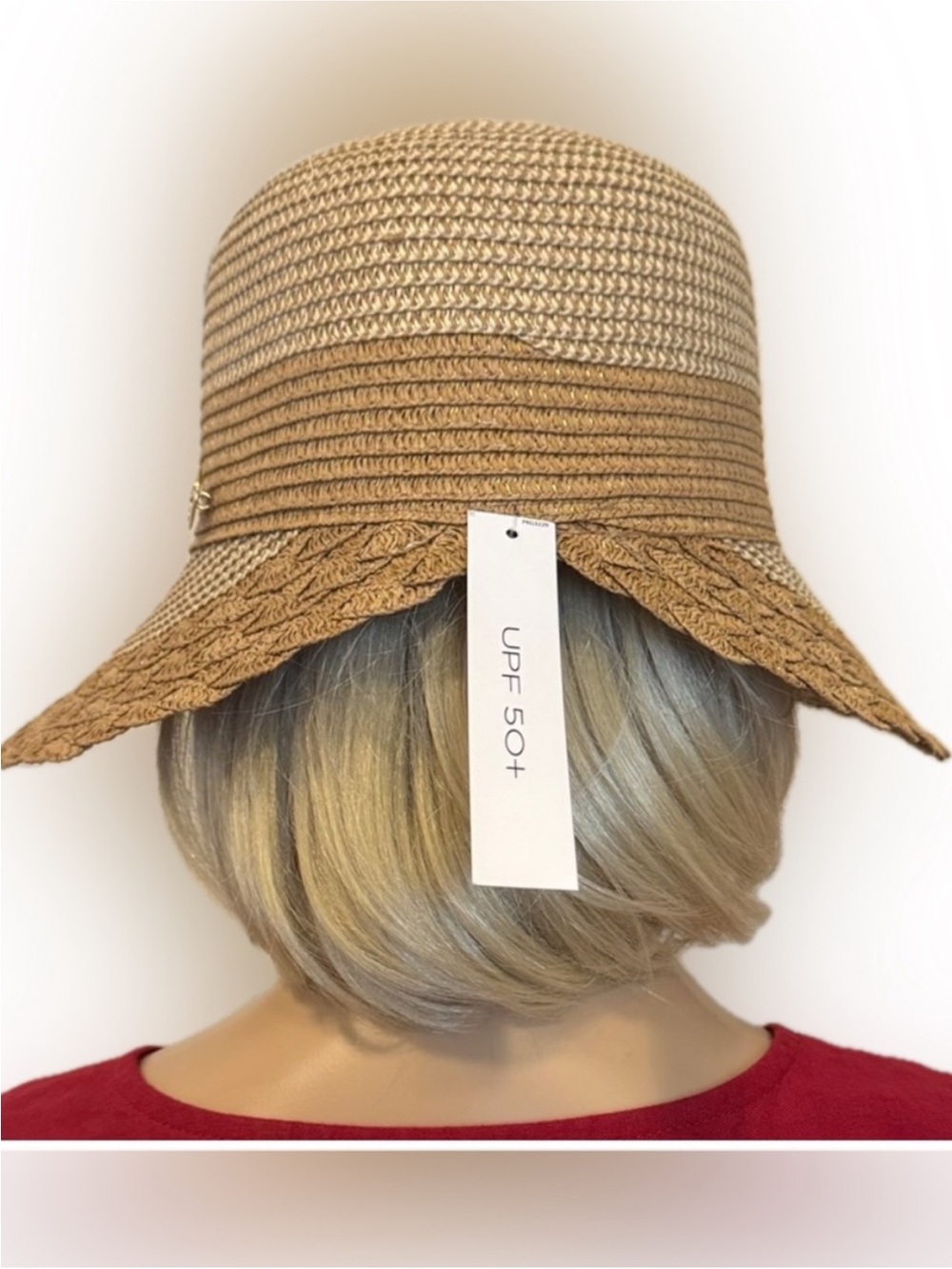 NEW✨NEW✨Tory Burch Two-Tone Woven Straw Cloche Hat- UPF 50+ - Picture 9 of 13